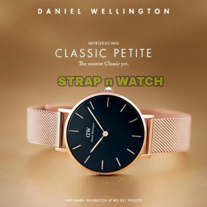 Jam Tangan Wanita DW Petite Melrose Black Orinal Rantai Fullset