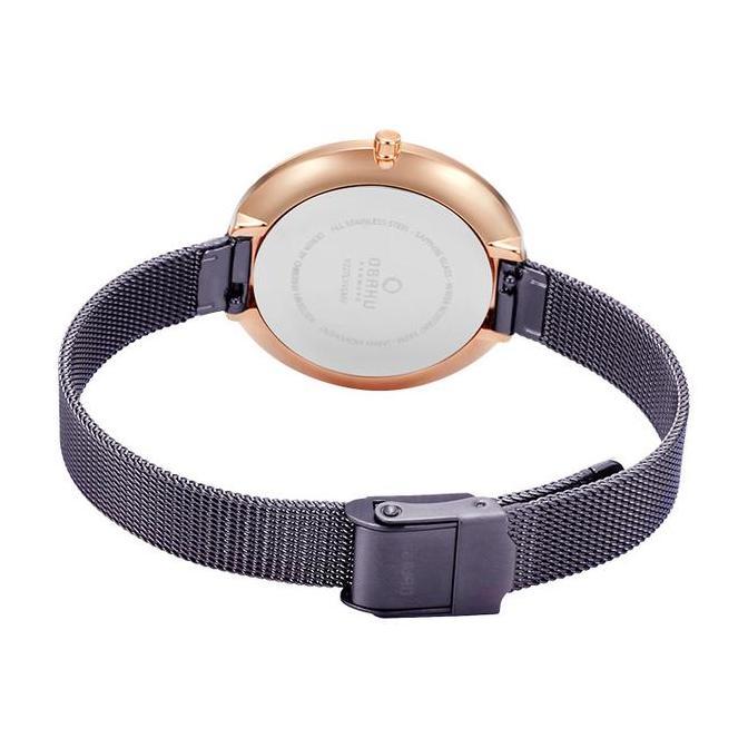 Jam Tangan Wanita Obaku V227LXVNMN Dok Walnut Dark Brown Dial Dark Brown Mesh Strap