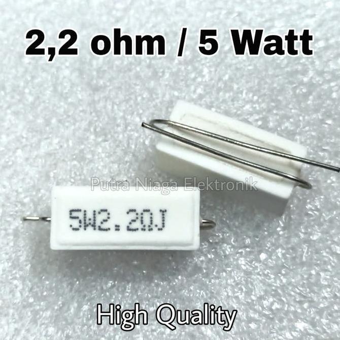 (2) Resistor 2,2 ohm 5 watt 2,2R 5W 2.2R keramik / kapur / cemen 2.2 ohm putran1a