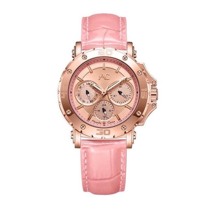 Jam Tangan Wanita Alexandre Christie Collection AC 9205 Strap Leather kulit quartz watches Simple El