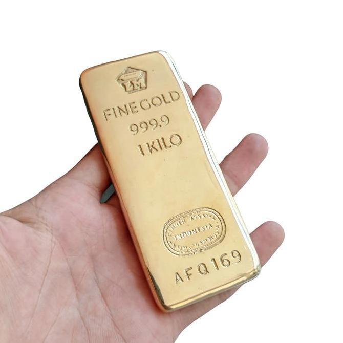 FREE ONGKIR MINIATUR LOGAM MULIA EMAS BATANGAN DIECAST FINE GOLD 999.9 KUNINGAN ASLI KODE 358
