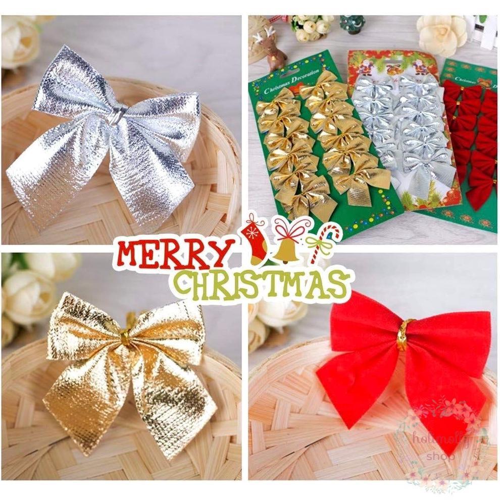 Overestimateeye Pita Pohon Natal - Dekorasi Hampers Natal - Hiasan Gantungan Pita Lonceng Pohon Nata