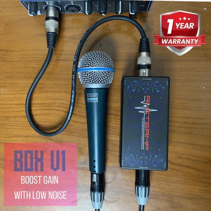 Rhiteamp Mic Booster Box V1 Untuk Penguat Microphone Dynamic Original Dan Terpercaya