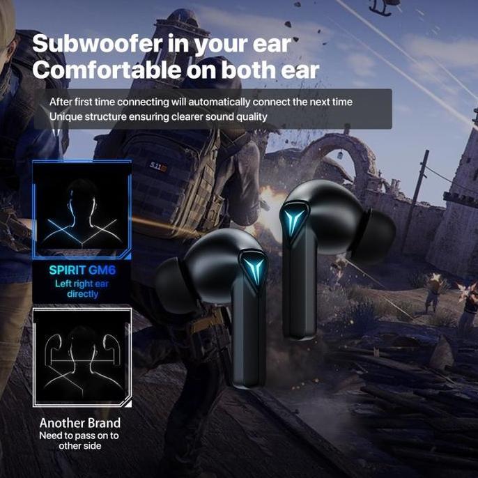 Promo KIIP WIRELESS BLUETOOTH EARPHONE EARBUDS TWS GAMING LOW LATENCY GM6 Diskon