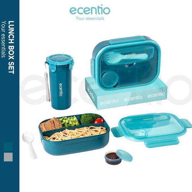 ecentio 1 L lunch box set kotak makan anti tumpah lunch bag BPA Free