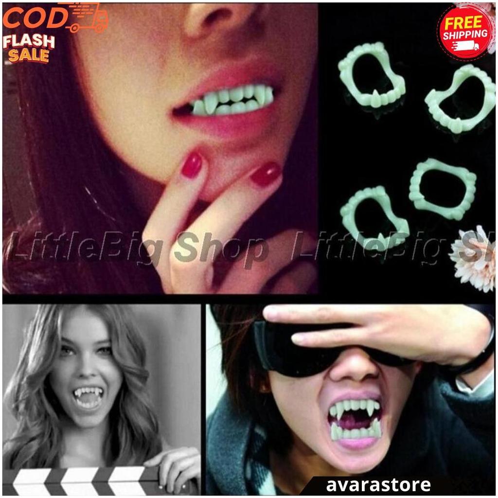 Ready Gigi Drakula  Palsu Glow In The Dark Elastis Bisa Cod