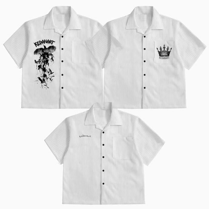 Kedanart kemeja//workshirt kemeja garis garis boxy Pria Katun Casual baju