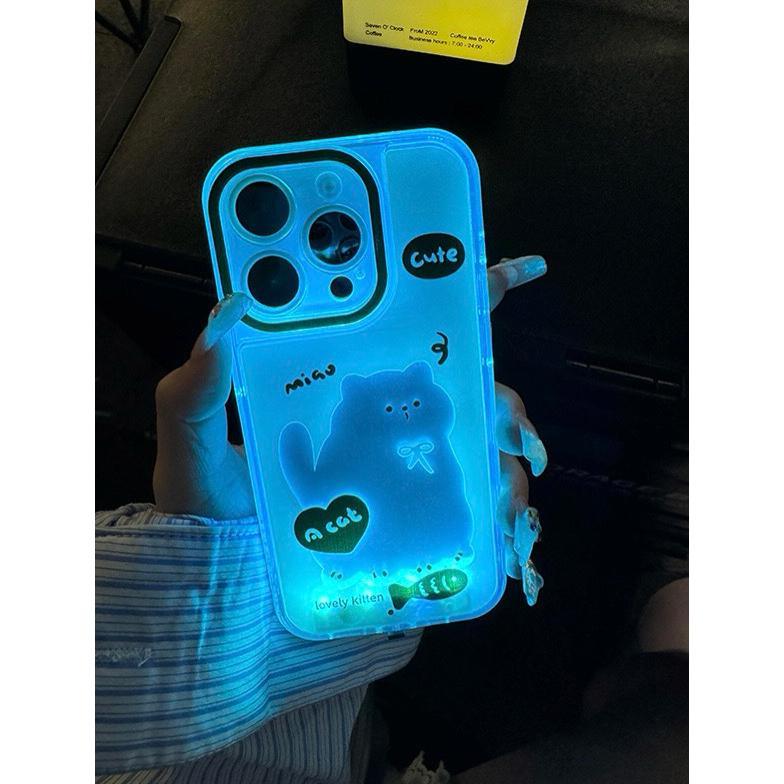 HOT SALE CASE LED WARNA WARNI LOVELY PUPPY AND KITTEN CAT FOR IPHONE 11 12 13 14 15 16 PLUS PRO MAX