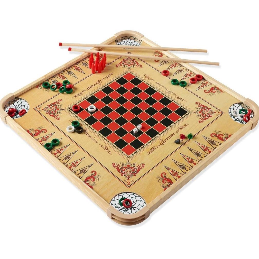 Carrom Board Game Set Large Board Games for Adults & Children Over 85 Board FLASH SALE