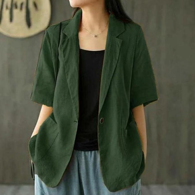 New Blazer Lengan Pendek Jumbo Wanita n Ld 100cm sampai 140cm |