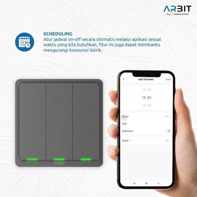 New- ARBIT Smart ZigBee Wall Switch Without Neutral Wire Line - Grey