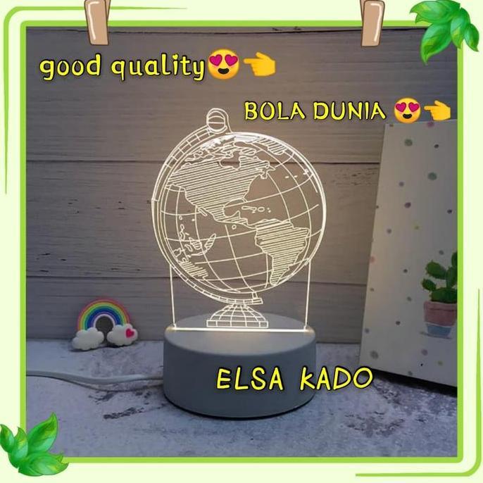 Kado Ultah Pajangan Lampu Tidur Akrilik Led Acrylic Globe Bola Dunia