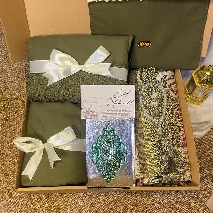 Paket Lengkap B / Hampers Mukena Sajadah Tasbih Quran Seserahan 1 Set Gift Box Hadiah Kado Cewe Ulan