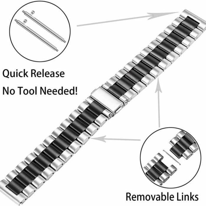 Strap Stainless Tali Jam Rantai Twotone For Amazfit T-Rex Pro - Amazfit T-Rex - Amazfit Trex Pro - A