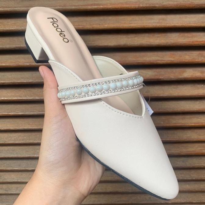 Sandal FLADEO Wanita Mules Heels 3 cm ( MUTIARA )