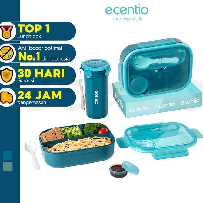 ecentio 1200ml+500ml anti-spill lunch box spoon lunch box sauce box BPA FREE
