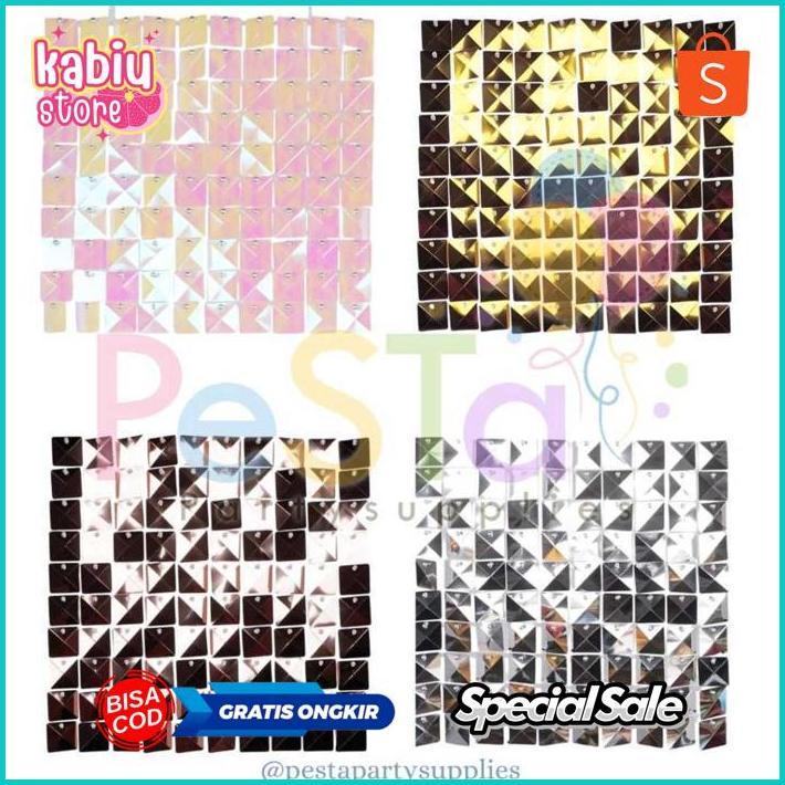 KABIUSTORE SEQUIN WALL/SHIMMER WALL/SEQUIN BACKDROP/HIASAN PESTA BACKDROP KELAP-KELIP ISI 5_PESTA PA
