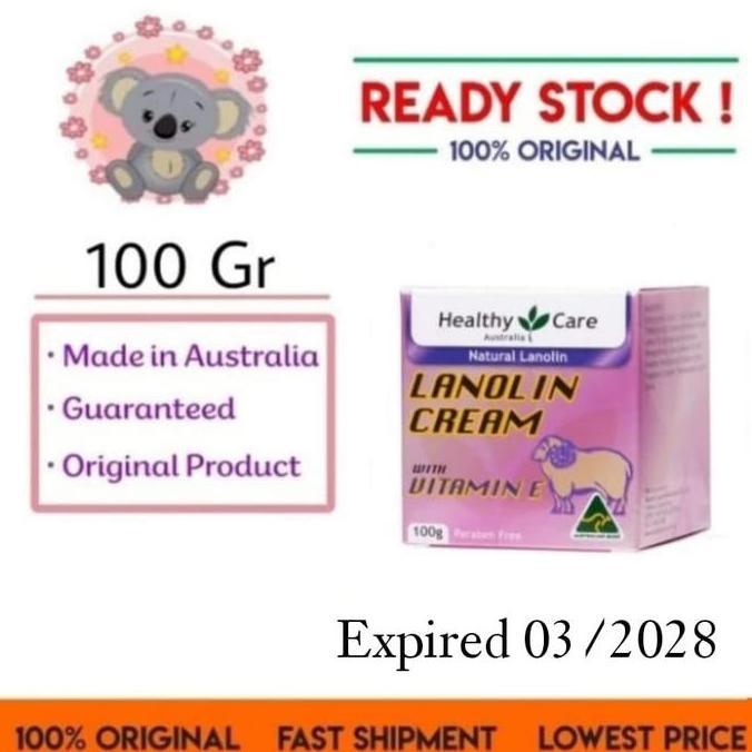 Healthy Care Natural Lanolin & Vitamin E Cream 100gr ORI Australia _KOAL