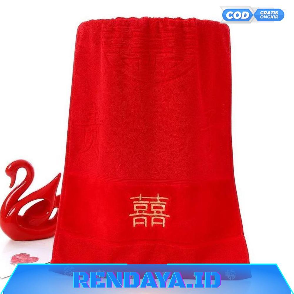 Handuk Wedding Merah Bordir ShuangXi / Handuk Merah Wedding Shuang Xi - RO30-0512 2025 Bisa COD New