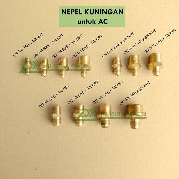 Dobel Nepel 5/8 SAE x 1/2 NPT - Kuningan / Double Nipple