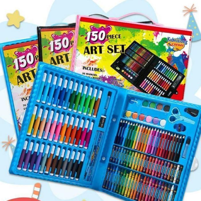 New Pensil Warna 150 Pcs Art Set-Crayon 150 Pcs Full Set-Lengkap Alat Melukis Menggambar Anak / Pens