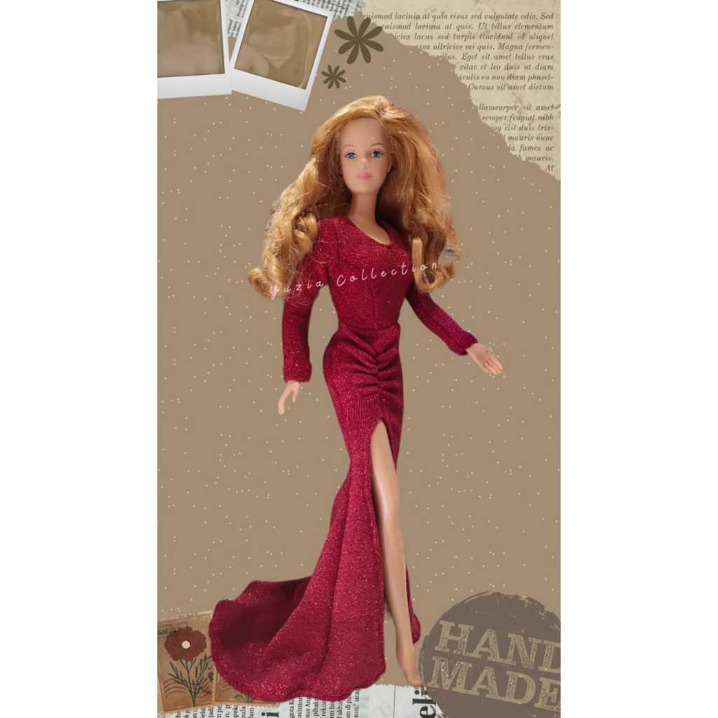 Yuzia100 - Gaun Samanta Gaun Merah Edisi Signature Mariah Carey Holiday Celebration Untuk Boneka Fas