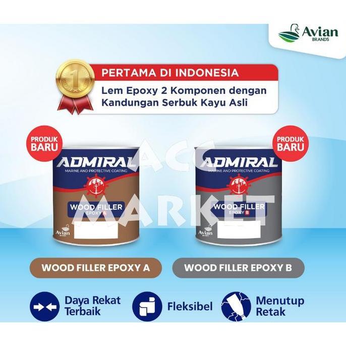 Promo Admiral Wood Filler Lem Epoxy Serbuk Kayu Kapal Diskon