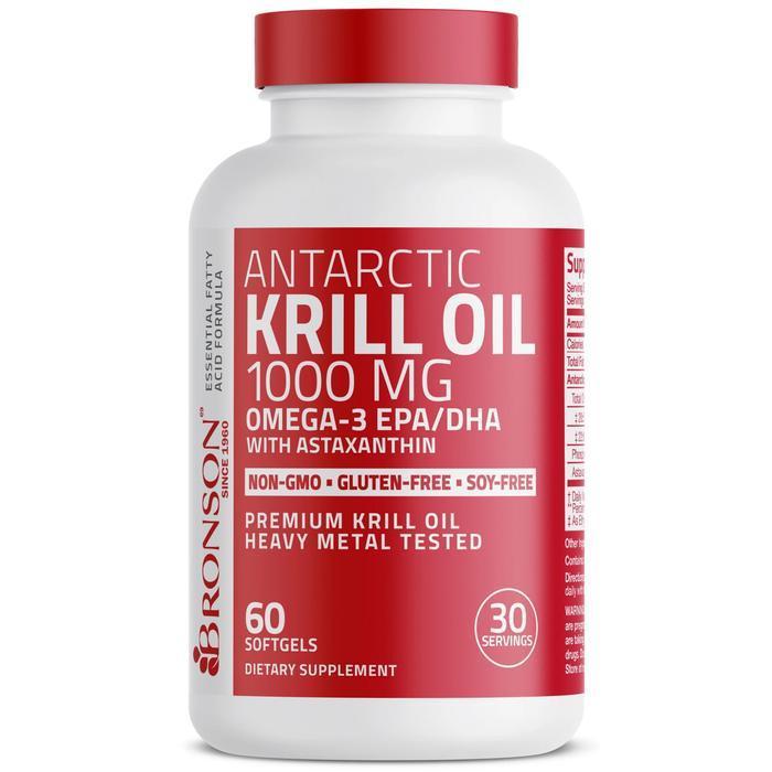 Bronson Antarctic Krill Oil 1000mg Omega 3 + Phospholipids Astaxanthin