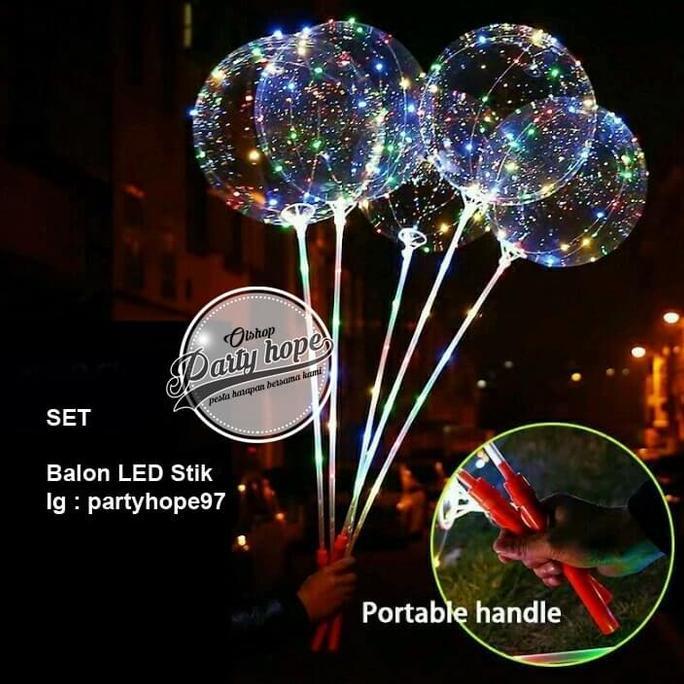 andalanMarket- Balon LED Stik Foil PVC Baterai / Balon Pvc Tranparan / Balon Lampu