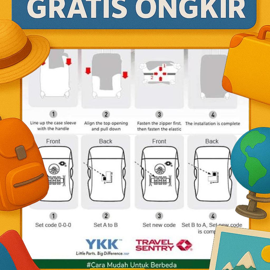 Indocement Karung Semen Tiga Roda Pcc - Sarung Koper Luggage Cover Dengan Perekat Valcro Sleting Ykk