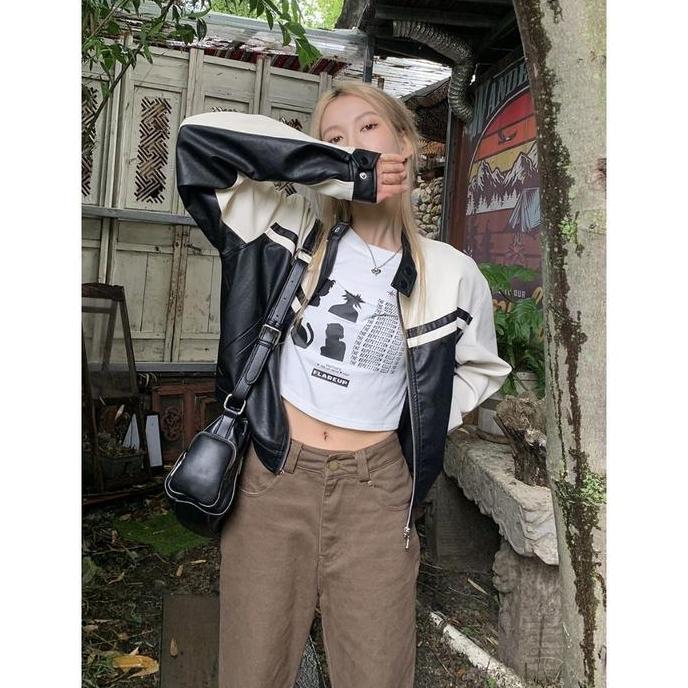 Yash - Jaket Kulit Crop Blazer Premium Hijb Terlaris Ootd  Mamba Wanita Realpict keren leather lembu