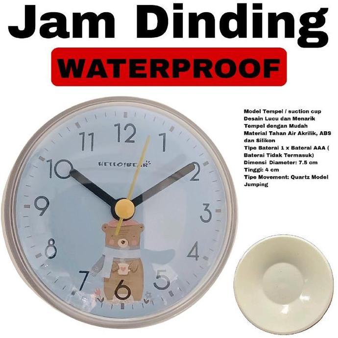 Jam Dinding Kamar Mandi Jam Tempel Waterproof Suction Cup LUIS