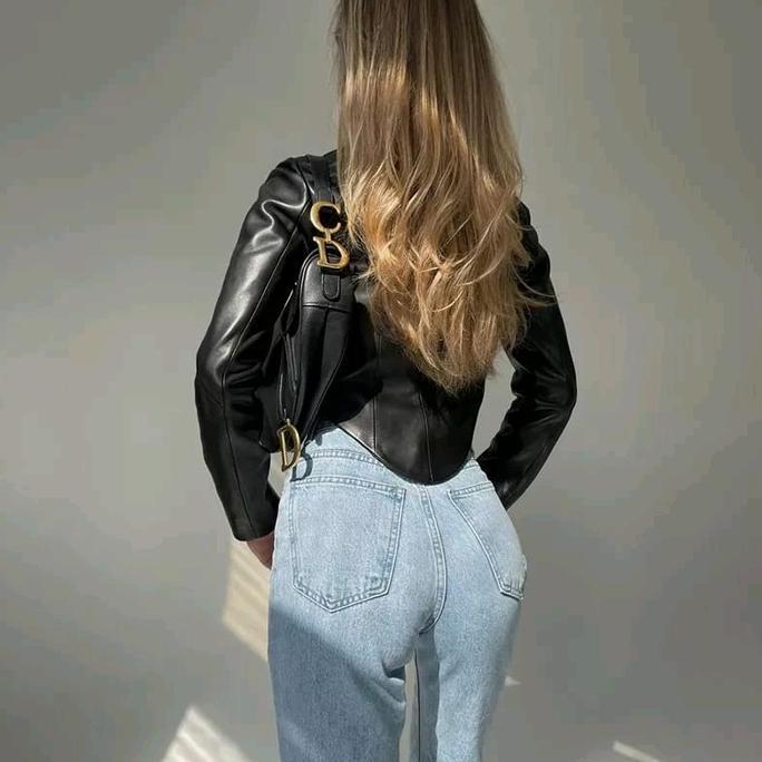 Jaket kulit Wanita Mafia 2023 trend fashion Cut n Crop keren leather wateroof blazer Lembut Nyaman H