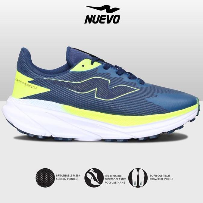 Nuevo - Sepatu Lari Pria Olahraga Jogging Nuevo Crosspeed Navy Stabilo Running Shoes Ringan Outdoor