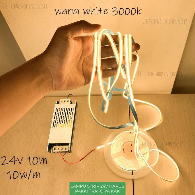 Lampu strip led dotless 24V 10meter 3000K 4000K 6000K cahaya Warm white Cool white Natural COB light