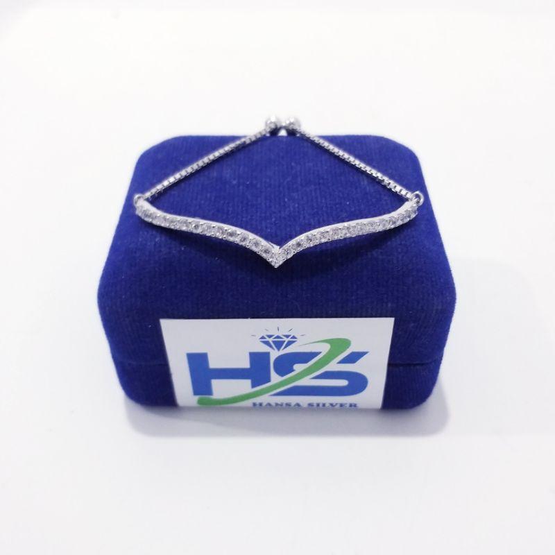 Gelang Perak Asli Silver 925 Lapis Emas Putih Model Italy Serut Aurel - Gelang Perak Wanita Anti Kar