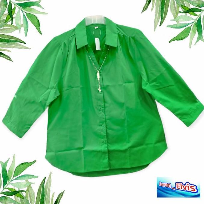 New- ATASAN WANITA HIJAU DAUN POLOS