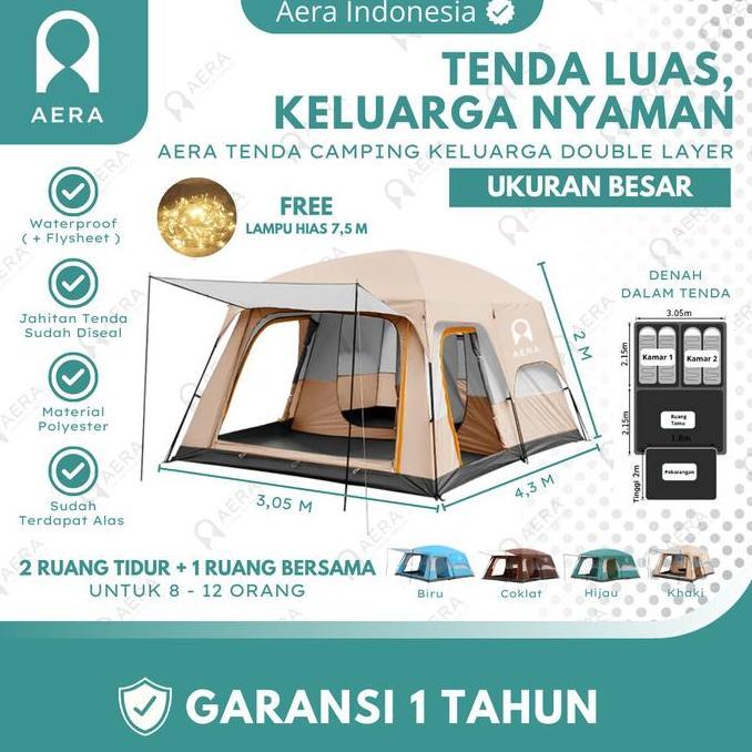 Terlaris Tenda Camping Keluarga 2 Ruang 8 - 12 Orang Waterproof | Tenda Camping Besar | Tenda Campin