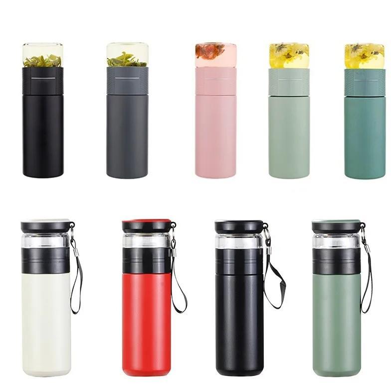 Insulated Cup with Filter Stainless Steel Tea Bottle Tea Infuser Vacuum Cup with Glass Infuser Separ