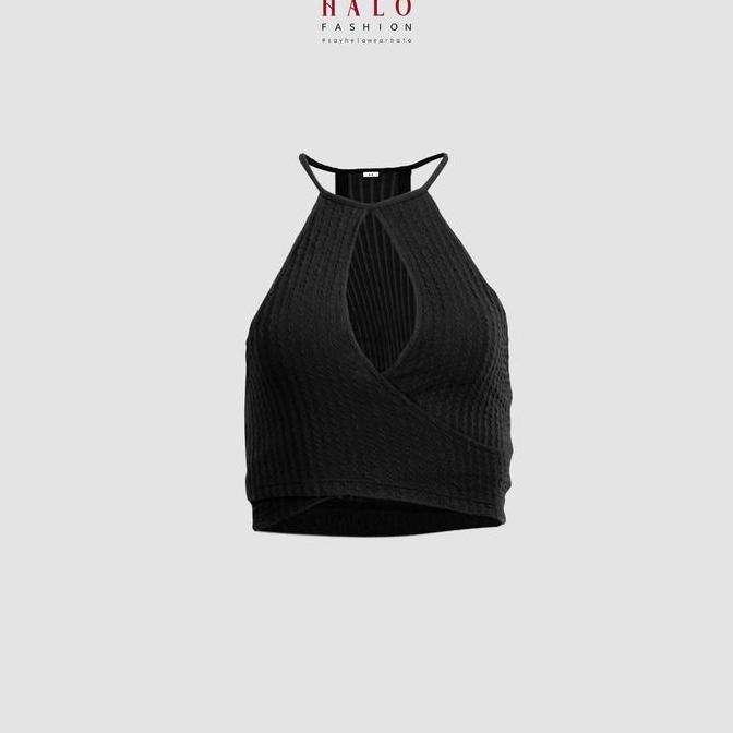 Unik [Halofashion] Aline Korean Crinkle Crop Top Women Bra Sleeveless Tank Top Atasan Wanita Panjang