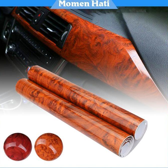 VEXANAF Stiker Dashboard Mobil / Stiker Vinyl Interior Mobil Motif Kayu Glossy