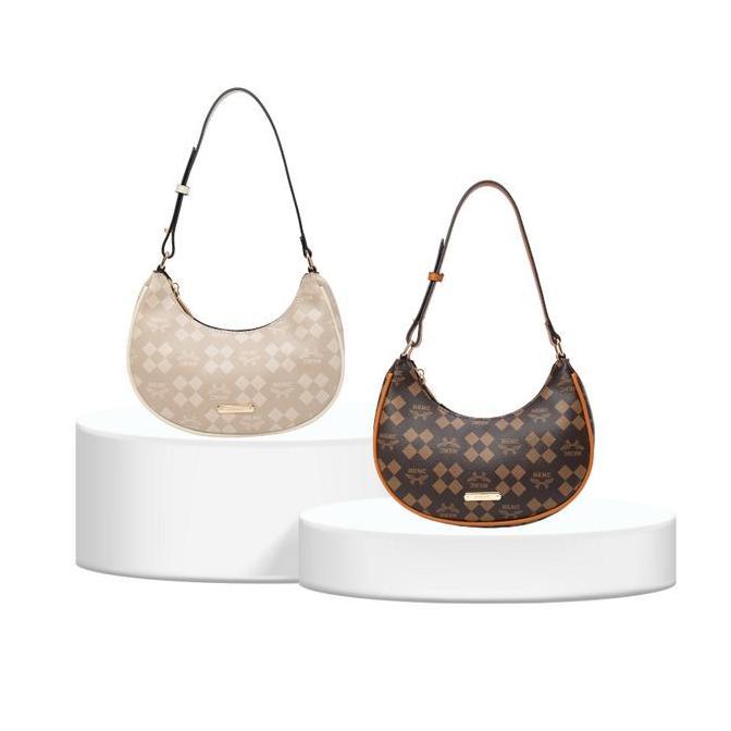 Sylviaori- [Special Live] Mkmc Tas Wanita Moon Bag Slingbag Shoulder Bag Kulit Kekinian Make Up Resl