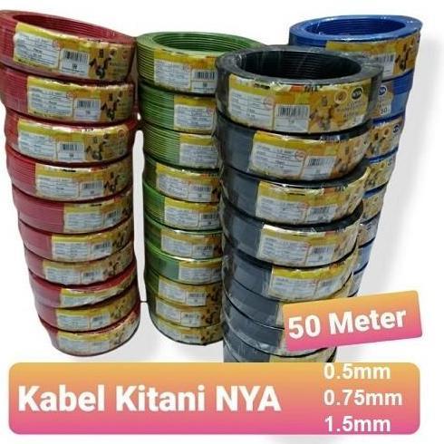 KABEL SERABUT NYAF KITANI 1X 0.5MM 0.75MM 1.5MM PANJANG 50 METER CABLE AUDIO INPUT LISTRIK FULL TEMB
