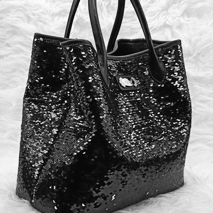 Tas branded FIORE-ISTE,tas kulit sequin/payette bling, leather bag