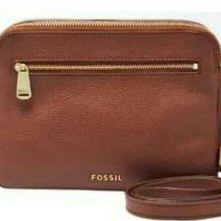 fossil piper leather toaster sling bag brown