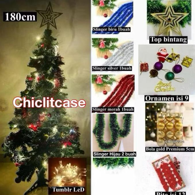 Pohon Natal Premium Pvc 90 Cm/120 Cm/180 Cm/Paket Pohon Natal Ornamen Natal