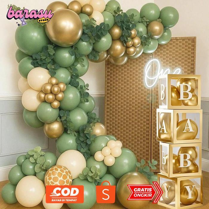 BARASUSTORE 12 INCI KOTAK BALON TRANSPARAN EMAS DENGAN STIKER HURUF A-Z UNTUK DEKORASI PESTA ULANG T