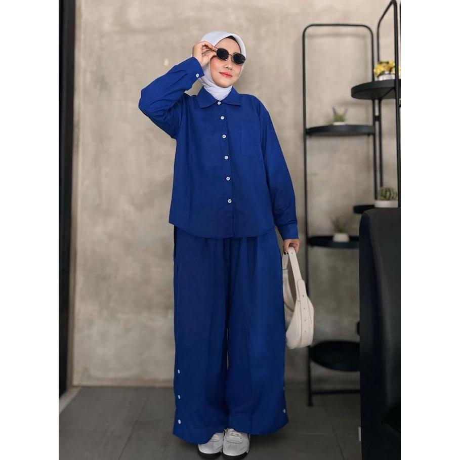 MARISA SET CELANA JUMBO - korean style outfit hijab one set One Set Celana Jumbo Wanita Bahan Polo n
