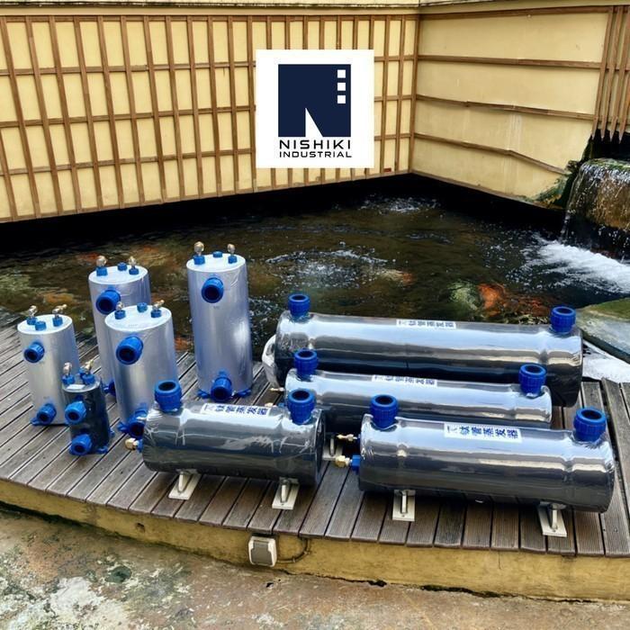 Evaporator Chiller Titanium Coil Pvc Shell Heat Exchanger Pendingin Air Water Cooler Tawar Laut Asin
