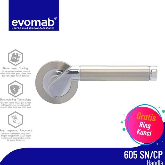 evomab Lever Handle Pintu Silver Tipe 605